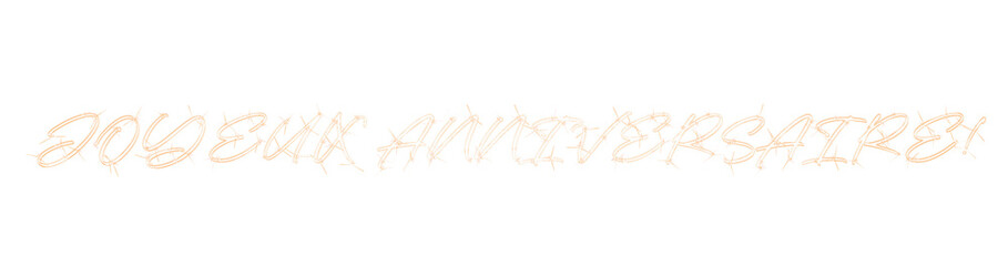 Metalic gold JOYEUX ANNIVERSAIRE! (HAPPY BIRTHDAY! in French)  text, barbed wire 3d render effect, isolated on transparent background, PNG, high quality.