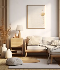 Modern living room interior with natural colors and textures