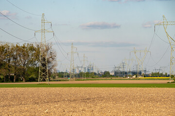 High-voltage pylons, electricity sent to the Capital, electricity to Warsaw, electricity, Słupy...