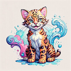 Adorable Bengal Cat Illustration