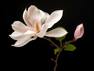 Fototapeta premium Magnolia flower in studio background, single magnolia flower, Beautiful flower images