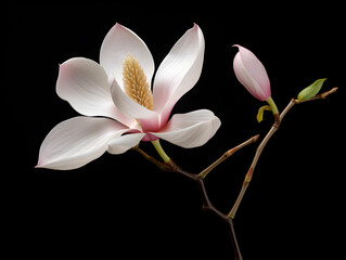 Magnolia flower in studio background, single magnolia flower, Beautiful flower images