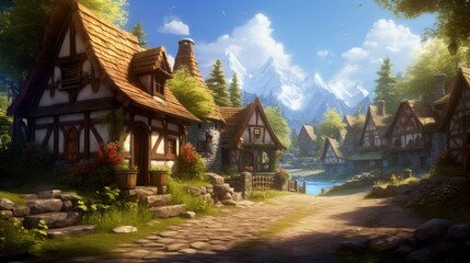 Fantasy RPG Village Game Artwork