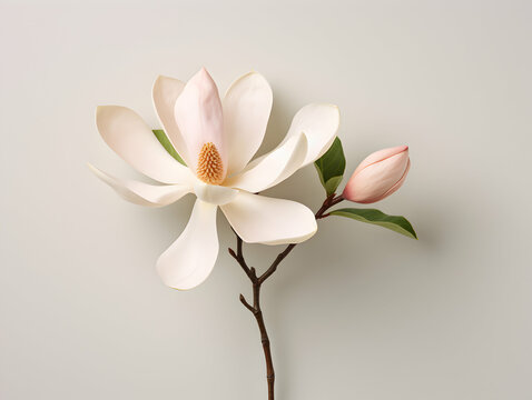 Magnolia flower in studio background, single magnolia flower, Beautiful flower images