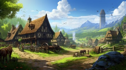 Fantasy RPG Village Game Artwork