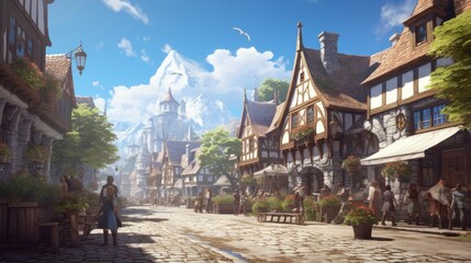 Fantasy RPG Village Game Artwork