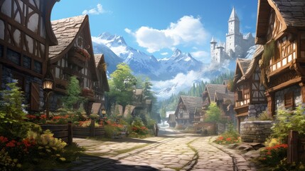 Fantasy RPG Village Game Artwork