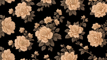 vintage floral wallpaper flower background - obrazy, fototapety, plakaty