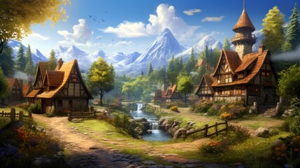Fantasy RPG Village Game Artwork