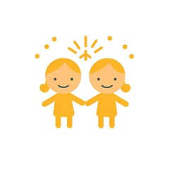 Two happy children holding hands