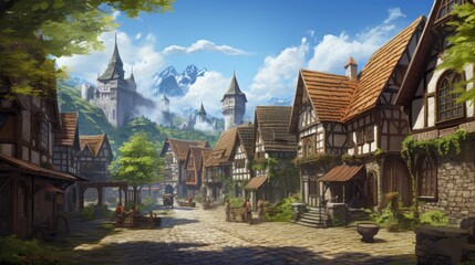 Fantasy RPG Village Game Artwork