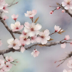 A serene scene of cherry blossoms. 