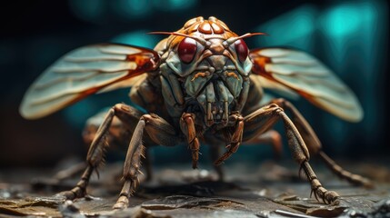 Naklejka premium Close up cicada insect macro