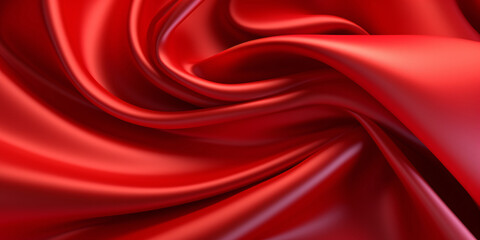 Obraz premium Red silk background, flowing red cloth 3D rendering