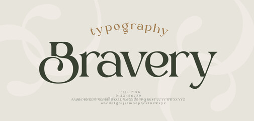 Elegant alphabet letters logo font and number. Classic Modern Serif Lettering Minimal Fashion. Typography decoration fonts for branding, wedding, logos. vector illustration.eps - 704158924