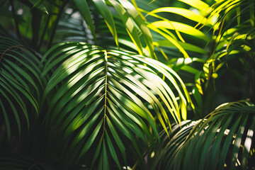 Naklejka premium Nature view of exotic tropical palm leaves background