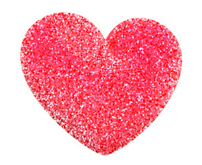 Single 3d pink jelly candy heart with glitters. Happy Valentine's day clip art for banner or letter template.