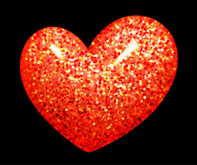 Single 3d red jelly candy heart with glitters. Happy Valentine's day clip art for banner or letter template.