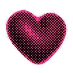 Black halftone heart on pink, pop art style.