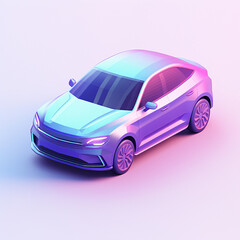 Car 3D rendering illustration, car travel transportation insurance concept illustration