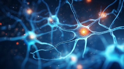 Neuron brain nerve nervous system pain nerve illustration material, medical technology concept illustration - obrazy, fototapety, plakaty