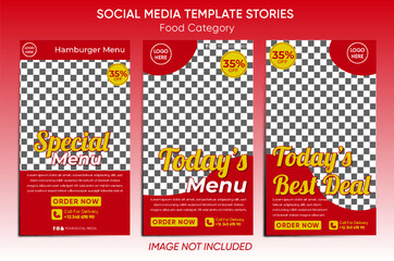 Naklejka premium Social media template food stories