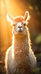 Obraz premium A cute llama in sunny day