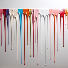 Colorful paint dripping isolated on white background