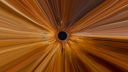 Light entering human eye at speed of light. Brown colored iris. Abstract background art work. 16:9 aspect ratio. Super resolution.