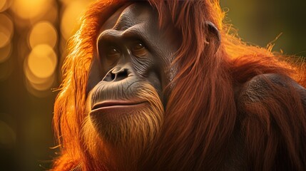 Obraz premium A cute orang utan in sunny day