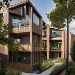 A contemporary sustainable housing development with communal gardens3