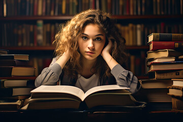 An image of a girl or woman studying