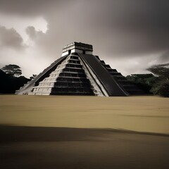 An ancient Mayan observatory perched atop a pyramid3 - obrazy, fototapety, plakaty