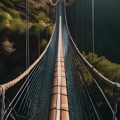 Obraz premium A sleek suspension bridge spanning a deep canyon3