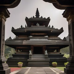 Fototapeta premium A traditional Balinese temple complex with intricate stone carvings3