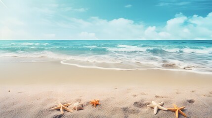 Fototapeta na wymiar Tropical summer sand beach on sea sky background, copy space.