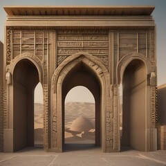An ancient Babylonian city gate adorned with intricate reliefs3