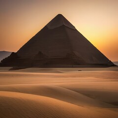Fototapeta na wymiar An ancient Egyptian pyramid silhouetted against a golden sunrise1