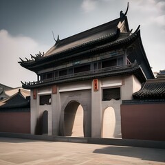 An ancient Chinese walled city with gates and defensive towers2