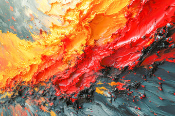 Naklejka premium Abstract composition, texture with colors in yellow, red, green, concept graphic resources, generative ai