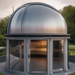 An observatory with a futuristic telescope and domed roof2 - obrazy, fototapety, plakaty