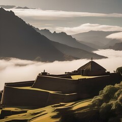 An ancient Incan citadel perched on a mountain ridge1 - obrazy, fototapety, plakaty