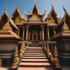 A traditional Thai monastery complex with golden spires and intricate carvings3