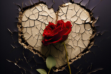 valentines day broken love - obrazy, fototapety, plakaty