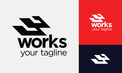 vector Dynamic Letter W Logo with Sharp Corners