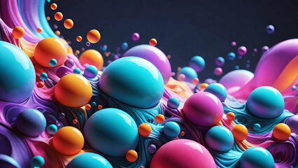 3d rendering of abstract background with colorful bubble liquid