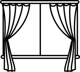 Window Curtains Doodle Vector Illustration