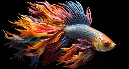Fototapeta premium 3D illustration of a colorful Siamese fighting fish
