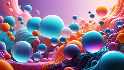 3d rendering of abstract background with colorful bubble liquid