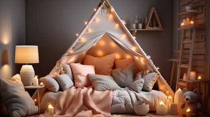 Cozy Teepee Tent for Kids Playroom